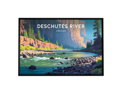 Deschutes River, Oregon Landscape Poster | Destination Print Travel Gift Wall Art — framed wall art, 24x36 in