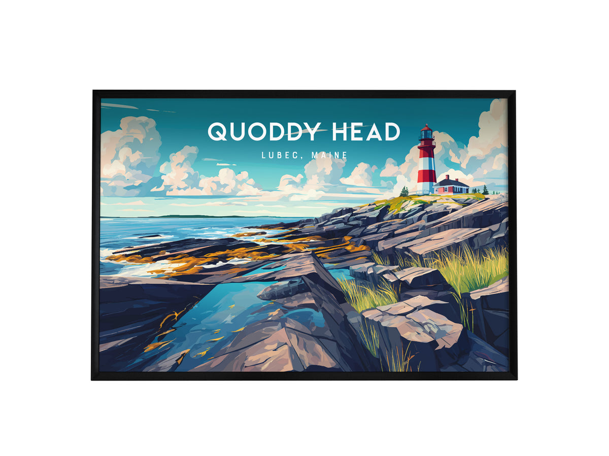 Quoddy Head Landscape Poster | Lubec, Maine Vacation Wall Art — framed wall art, 24x36 in