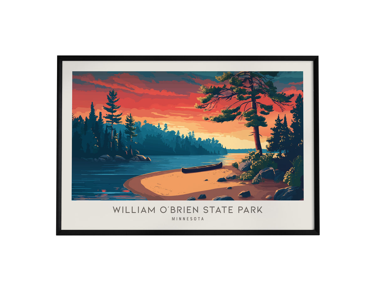 William O'Brien State Park Landscape Matte Border Poster | Minnesota Vacation Wall Art — framed wall art, 24x36 in
