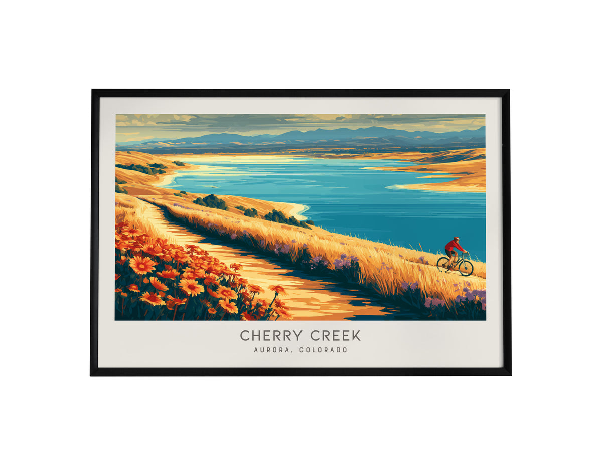 Cherry Creek Landscape Matte Border Poster | Aurora, Colorado Travel Wall Art — framed wall art, 24x36 in