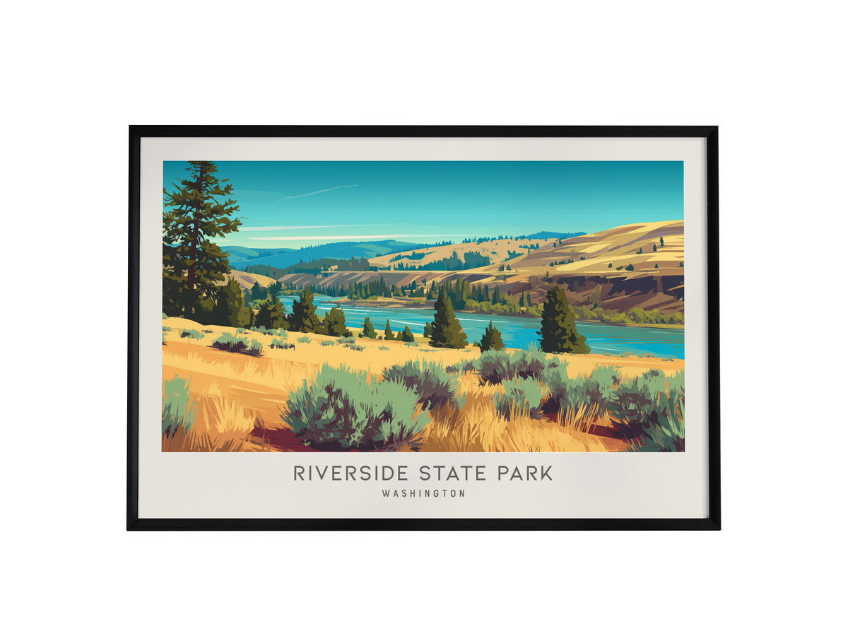 Riverside State Park Landscape Matte Border Poster | Washington Framed or Unframed Travel Gift — framed wall art, 24x36 in