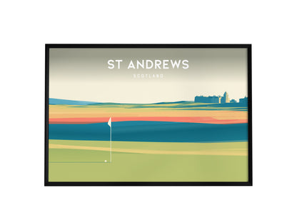 St Andrews Old Course, Scotland Landscape Poster | Golf Course Print Country Club Decor Wall Art — framed wall art, 24x36 in