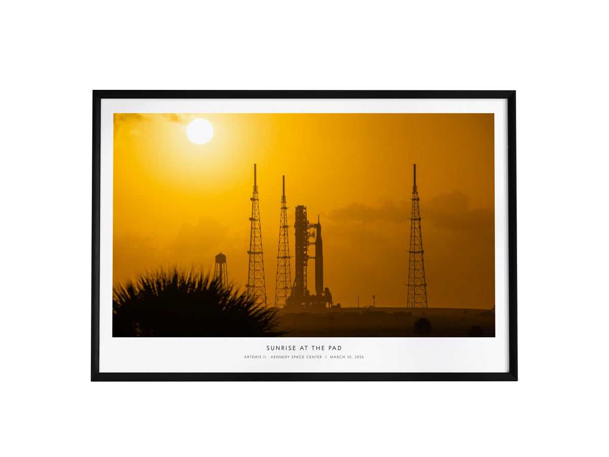 Sunrise At the Pad Landscape Poster | NASA Artemis II · Kennedy Space Center Space Photography Wall Art — framed wall art, 24