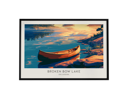 Broken Bow Lake Landscape Matte Border Poster | Oklahoma Travel Wall Art — framed wall art, 24x36 in