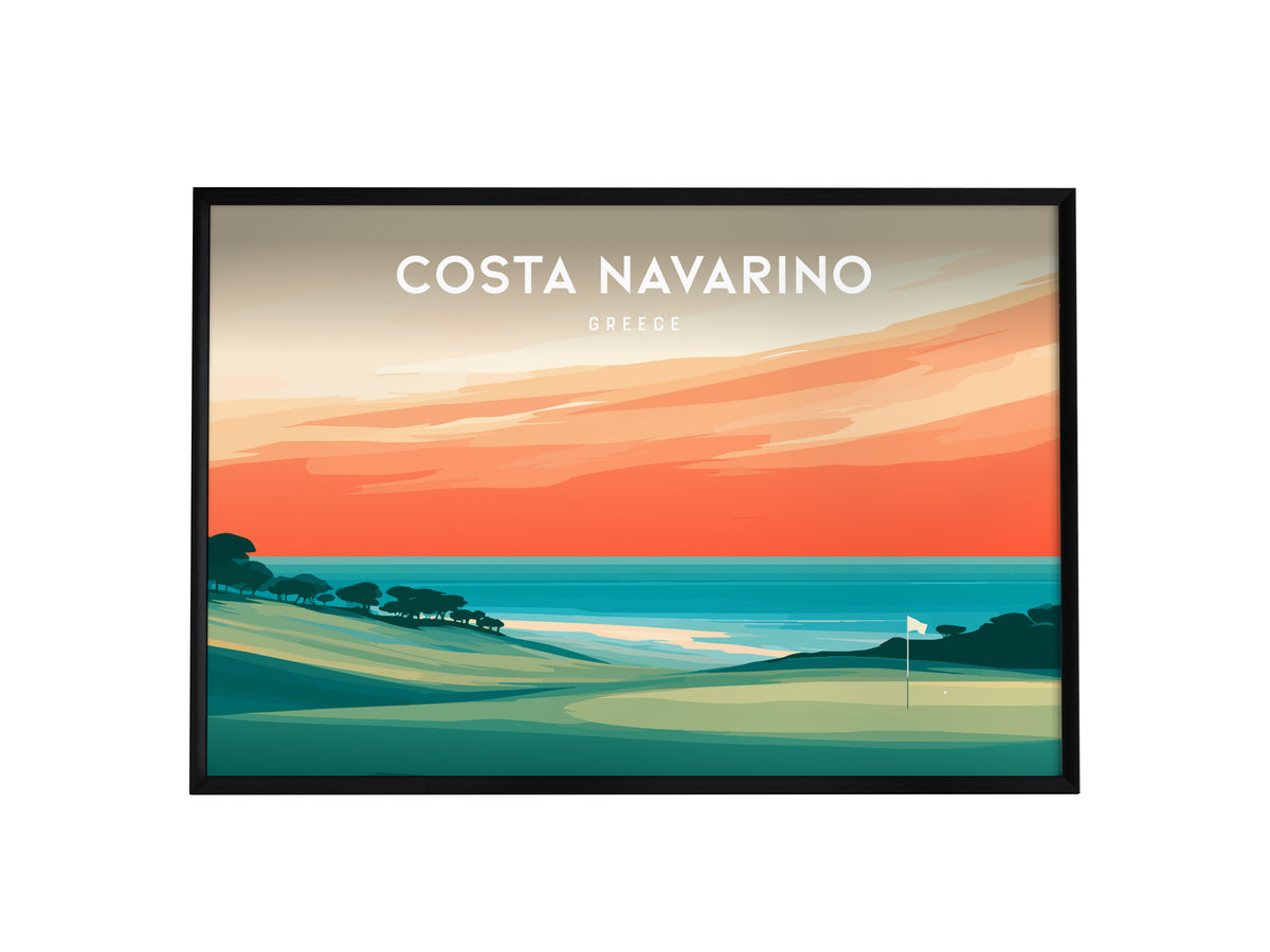 Costa Navarino Landscape Poster | Greece Seaside Golf Course Framed or Unframed Wall Art — framed wall art, 24x36 in