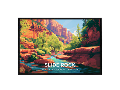 Slide Rock, Oak Creek Canyon, Arizona Landscape Poster | Desert Swimming Hole Destination Print Wall Art — framed wall art, 2