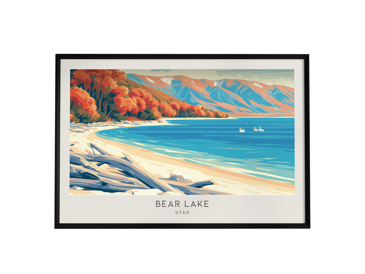 Bear Lake Landscape Matte Border Poster | Utah Destination Print Vacation Wall Art — framed wall art, 24x36 in