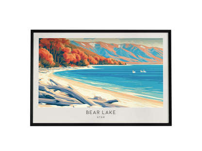 Bear Lake Landscape Matte Border Poster | Utah Destination Print Vacation Wall Art — framed wall art, 24x36 in