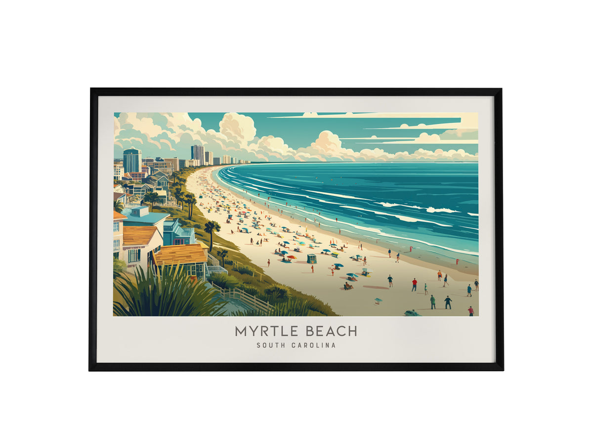 Myrtle Beach Landscape Matte Border Poster | South Carolina Vacation Wall Art — framed wall art, 24x36 in