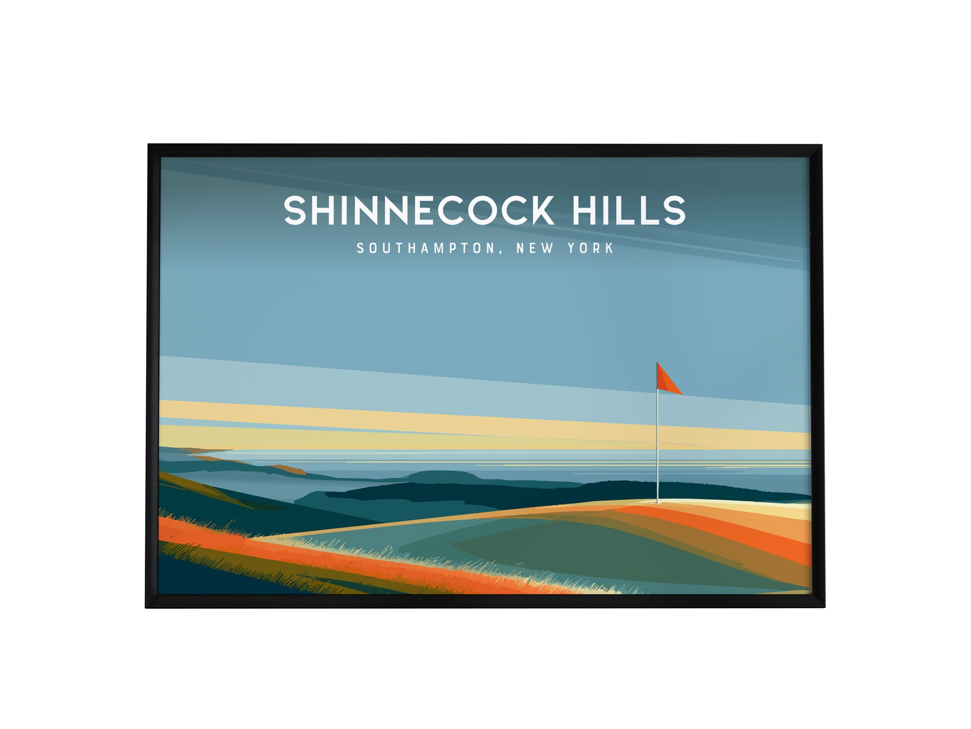 Shinnecock Hills Landscape Poster | Southampton, New York Golfer Gift & Links Poster Wall Art — framed wall art, 24x36 in
