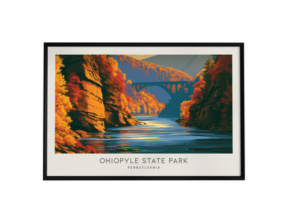 Ohiopyle State Park Landscape Matte Border Poster | Pennsylvania Vacation Wall Art — framed wall art, 24x36 in