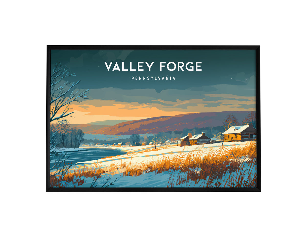 Valley Forge, Pennsylvania Landscape Poster | Revolutionary War Park Vacation Wall Art — framed wall art, 24x36 in