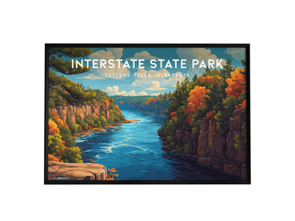 Interstate State Park Landscape Poster | Taylors Falls, Minnesota Travel Wall Art — framed wall art, 24x36 in