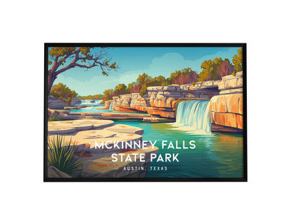 McKinney Falls State Park Landscape Poster | Austin, Texas Vacation Wall Art — framed wall art, 24x36 in
