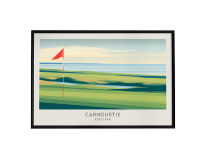 Carnoustie Landscape Matte Border Poster | Scotland Golf Course Print Travel Wall Art — framed wall art, 24x36 in