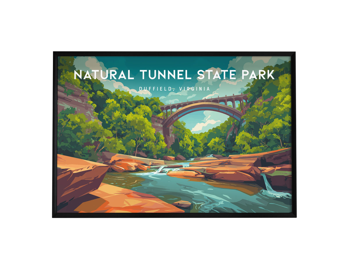 Natural Tunnel State Park Landscape Poster | Duffield, Virginia Scenic Cave Framed or Unframed Wall Art — framed wall art, 24