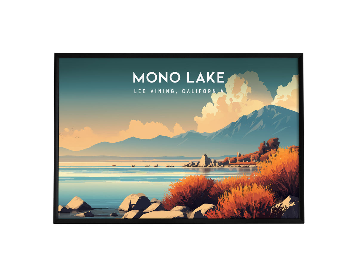 Mono Lake Landscape Poster | Lee Vining, California Vacation Wall Art — framed wall art, 24x36 in