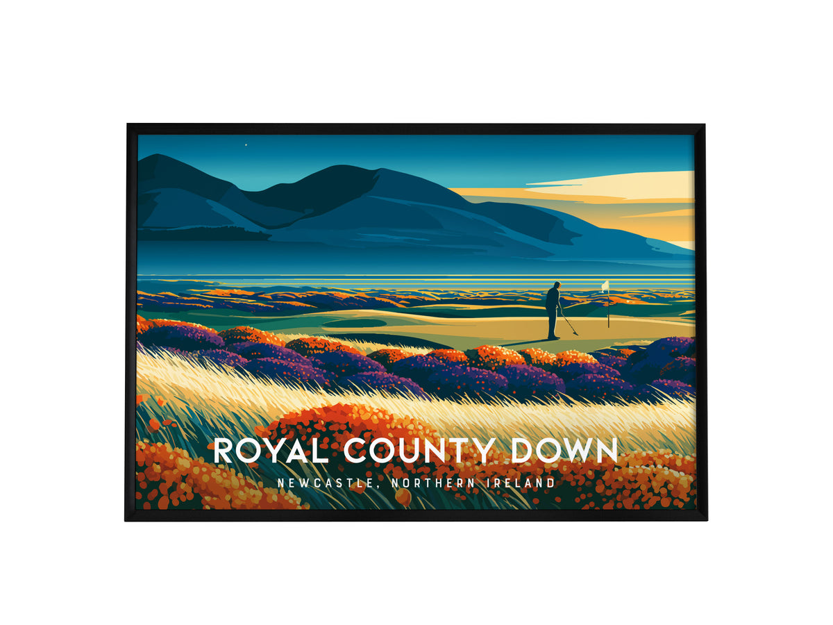 Royal County Down, Newcastle, Northern Ireland Poster | Landscape Links Poster Golf Wall Art — framed wall art, 24x36 in