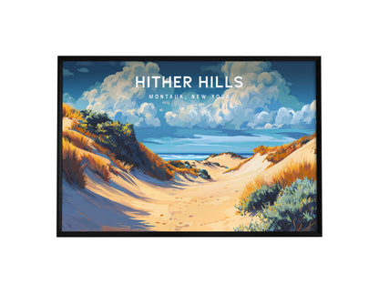 Hither Hills Landscape Poster | Montauk, New York Destination Print Beach House Decor — framed wall art, 24x36 in