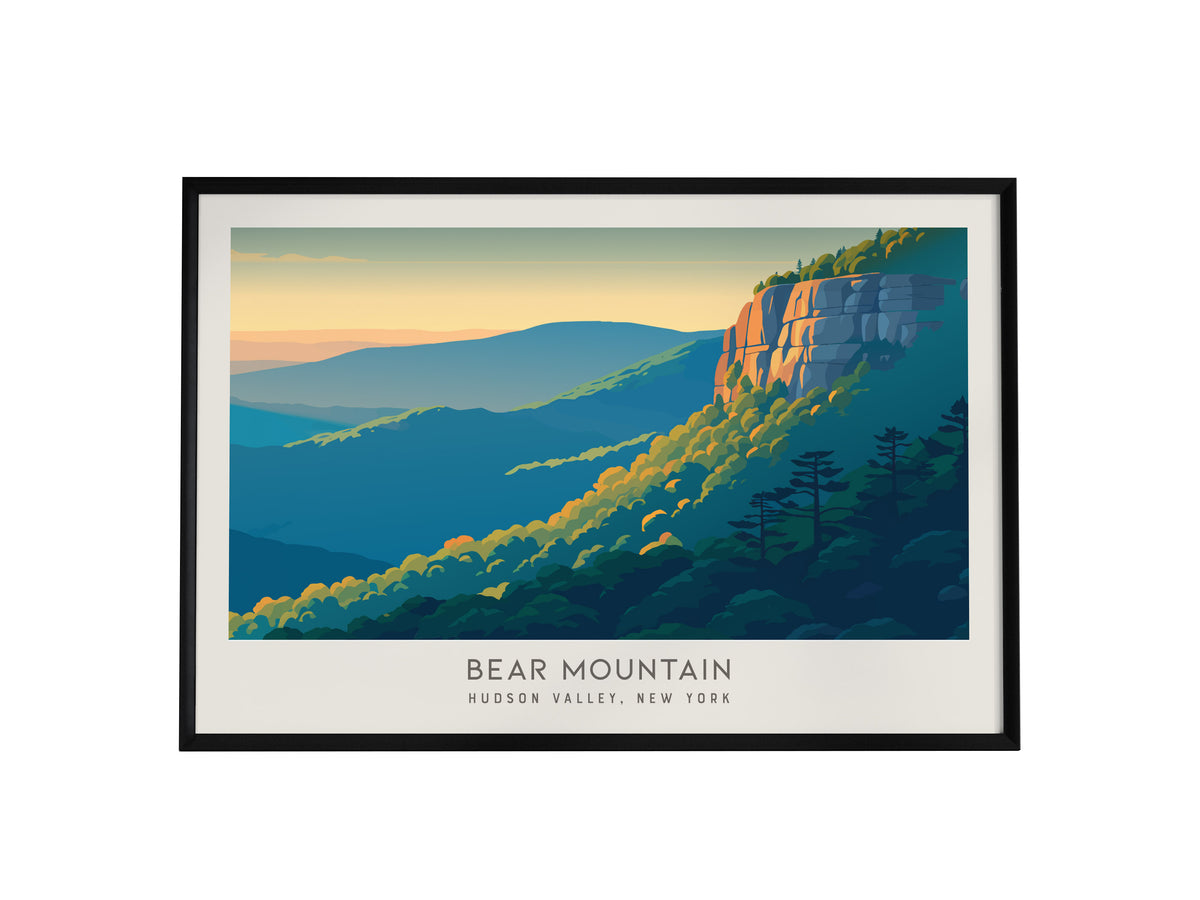 Bear Mountain Landscape Matte Border Poster | Hudson Valley, New York Travel Wall Art — framed wall art, 24x36 in
