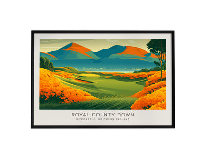 Royal County Down Landscape Matte Border Poster | Newcastle, Northern Ireland Travel Wall Art — framed wall art, 24x36 in
