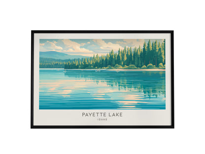 Payette Lake Landscape Matte Border Poster | Idaho Beach House Decor — framed wall art, 24x36 in