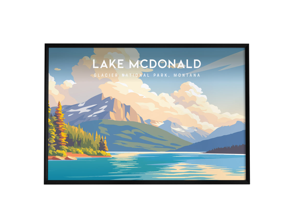 Lake McDonald Landscape Poster | Glacier National Park, Montana Framed or Unframed Wall Art — framed wall art, 24x36 in