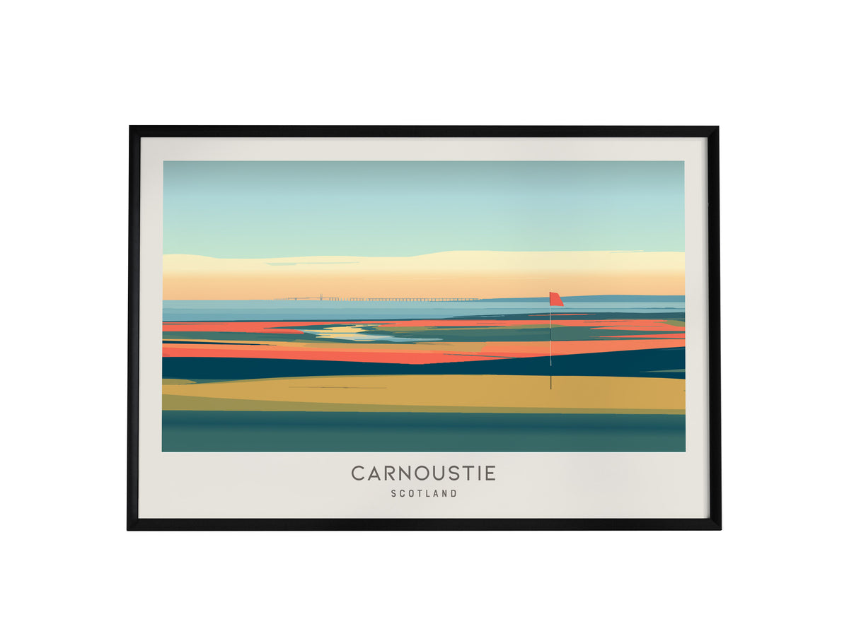 Carnoustie Landscape Matte Border Poster | Scotland Golf Course Print Travel Wall Art — framed wall art, 24x36 in