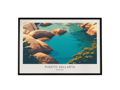 Puerto Vallarta Landscape Matte Border Poster | Travel Wall Art — framed wall art, 24x36 in