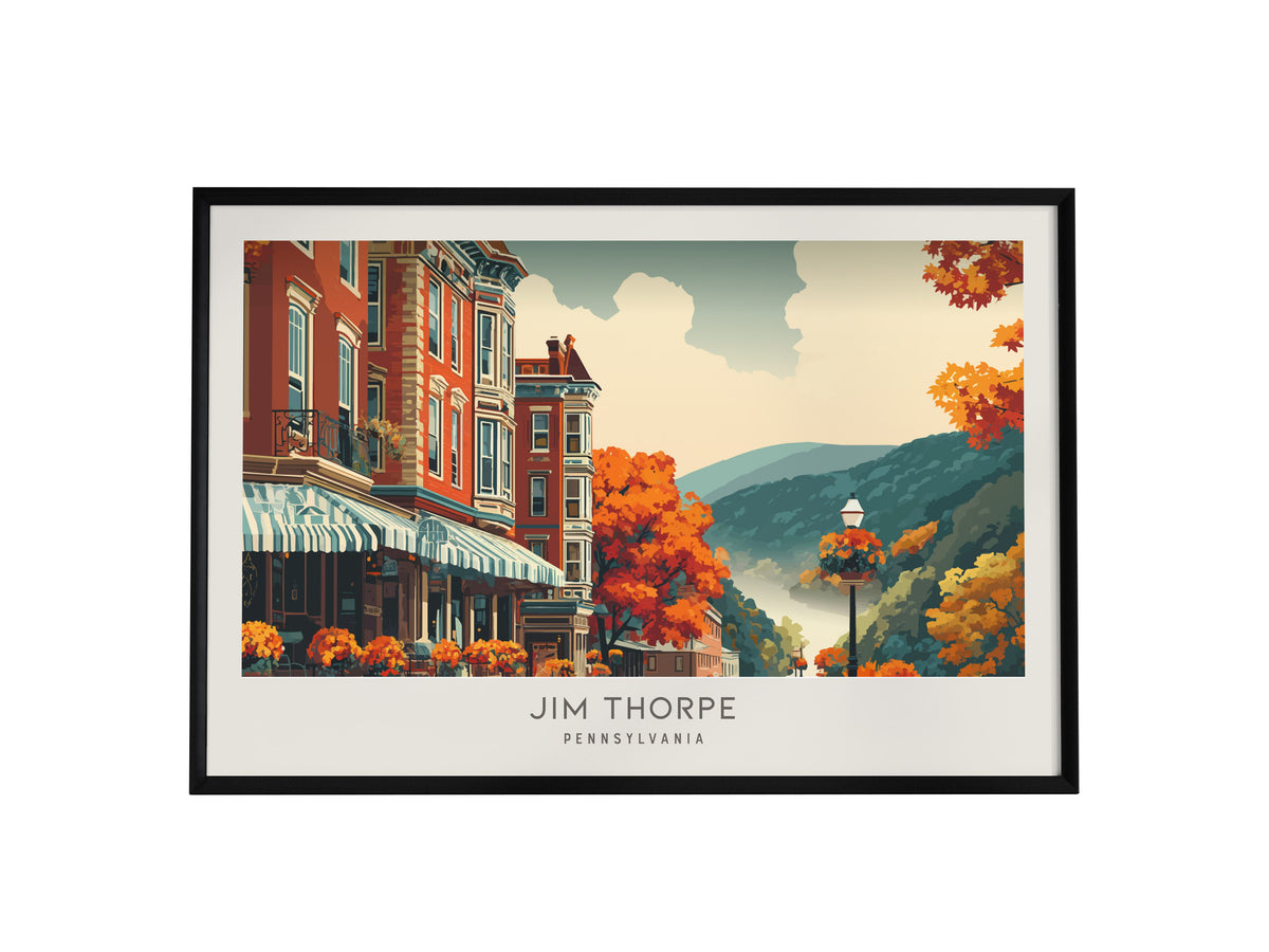 Jim Thorpe Landscape Matte Border Poster | Pennsylvania Travel Wall Art — framed wall art, 24x36 in