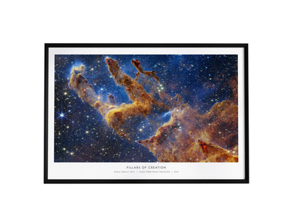 Pillars of Creation Landscape Poster | NASA Eagle Nebula (M16) JWST Poster Space Photography Wall Art — framed wall art, 24x3