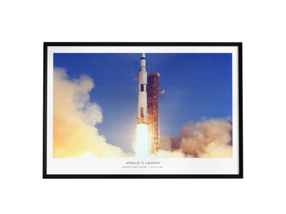 Apollo 11 Launch Landscape Poster | NASA Kennedy Space Center Space Photography Wall Art — framed wall art, 24x36 in