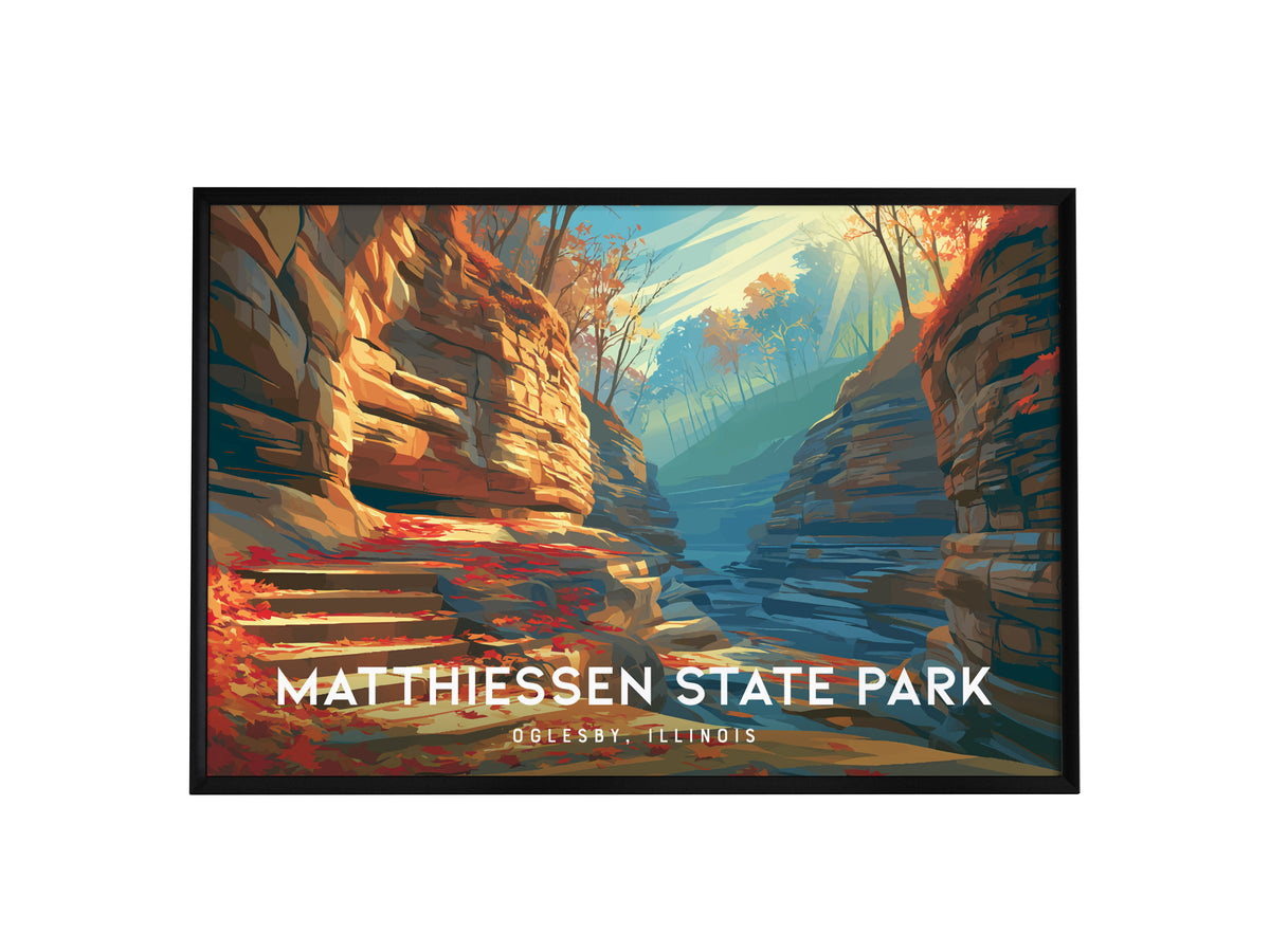Matthiessen State Park Landscape Poster | Oglesby, Illinois Framed or Unframed Vacation Wall Art — framed wall art, 24x36 in