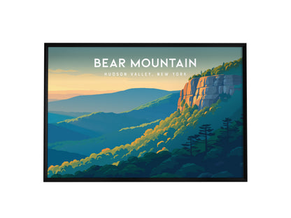 Bear Mountain Landscape Poster | Hudson Valley, New York Vacation Wall Art — framed wall art, 24x36 in