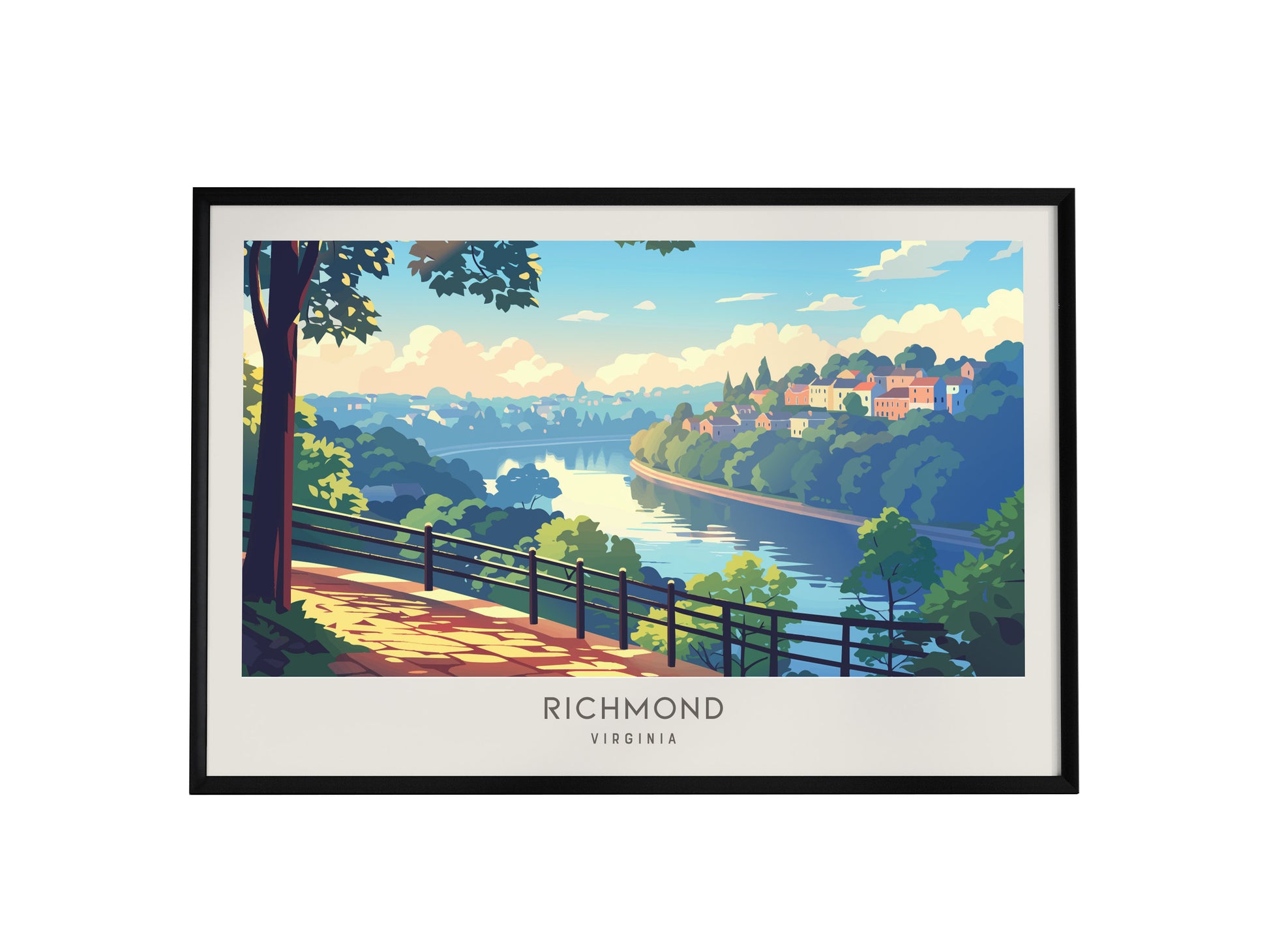 Richmond Landscape Matte Border Poster | Virginia Travel Wall Art — framed wall art, 24x36 in