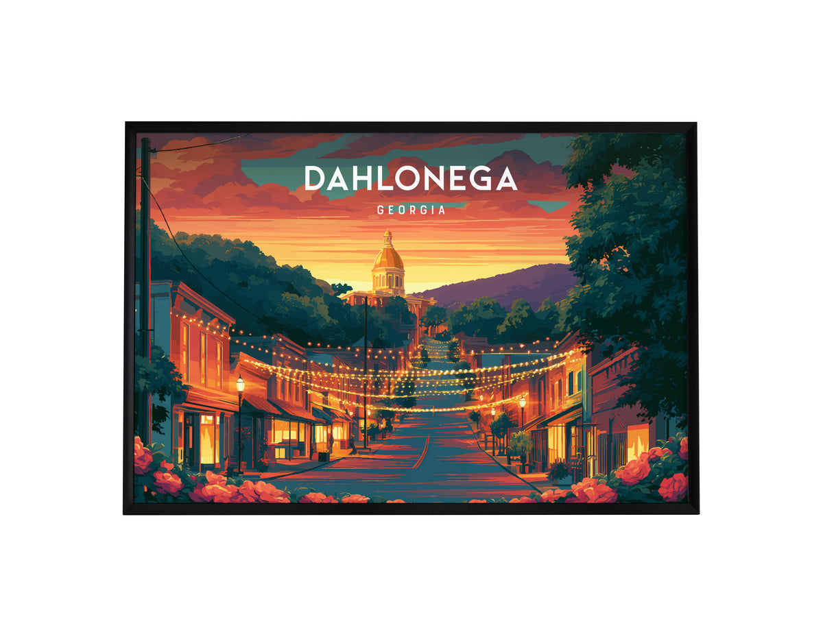 Dahlonega, Georgia Landscape Poster | Appalachian Gold Town Framed or Unframed Wall Art — framed wall art, 24x36 in