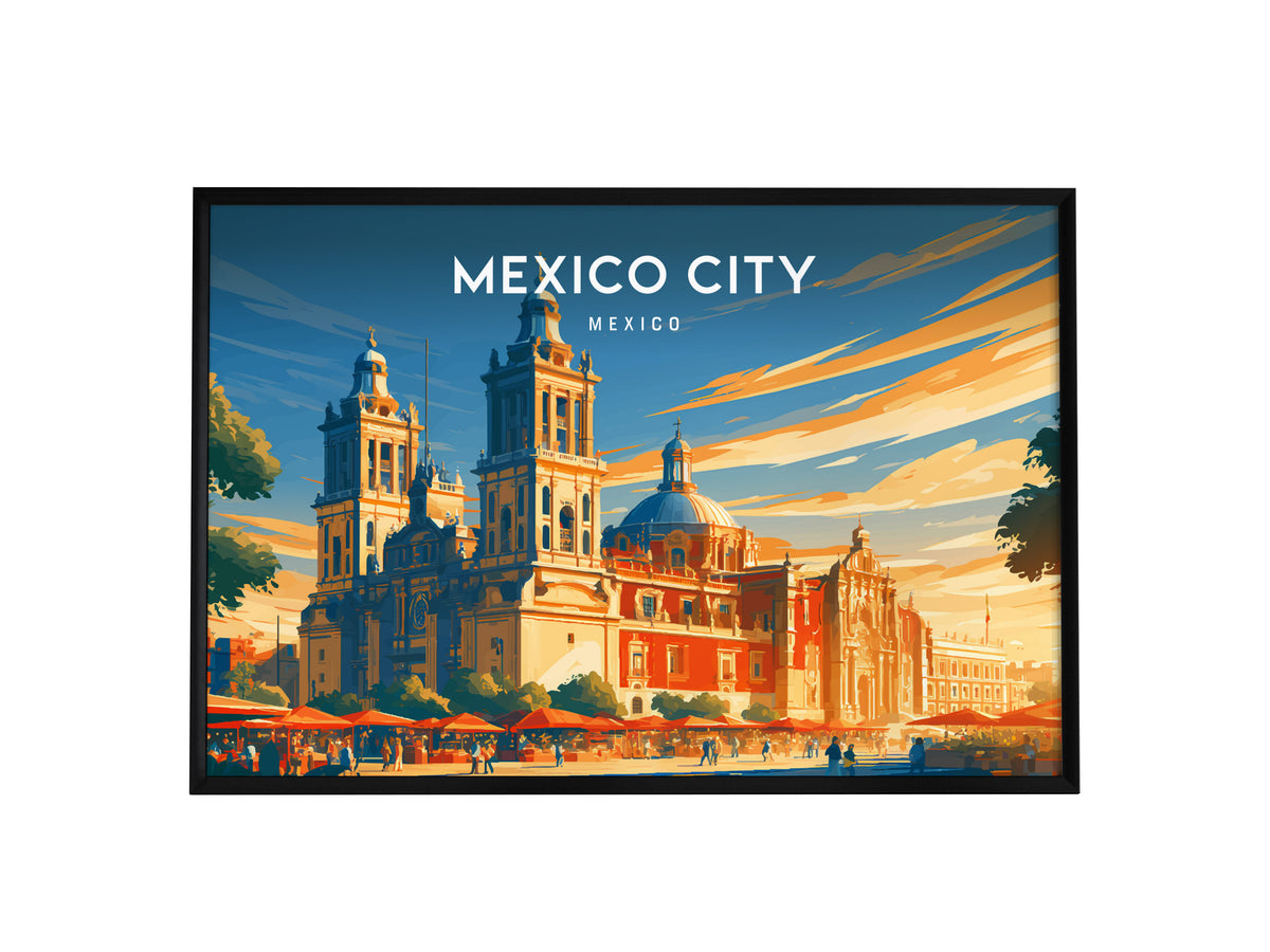 Mexico City Landscape Poster | Mexico Travel Gift Framed or Unframed Wall Art — framed wall art, 24x36 in