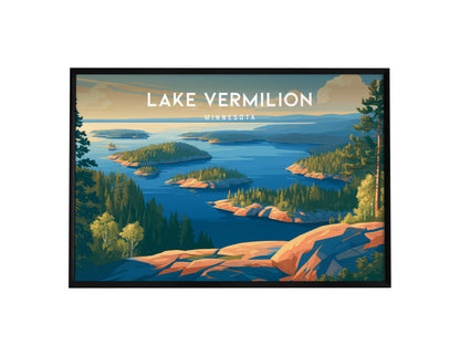 Lake Vermilion Landscape Poster | Minnesota Travel Wall Art — framed wall art, 24x36 in