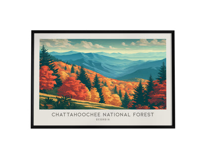 Chattahoochee National Forest Landscape Matte Border Poster | Georgia Travel Wall Art — framed wall art, 24x36 in