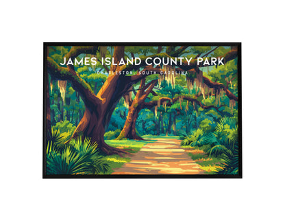 James Island County Park Landscape Poster | Charleston, South Carolina Destination Print Wall Art — framed wall art, 24x36 in