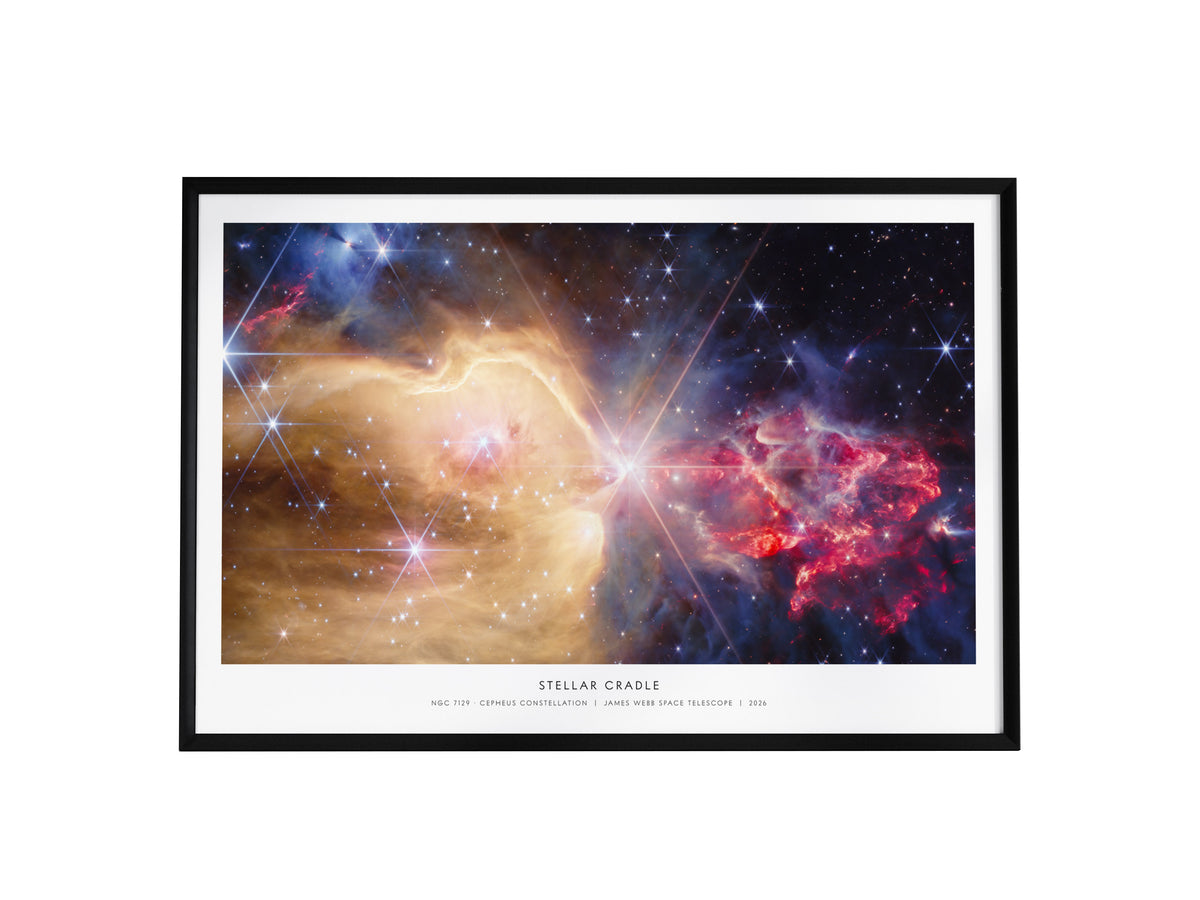 Stellar Cradle Landscape Poster | Ngc 7129 · Cepheus Constellation | NASA Astronomy Print Galaxy Wall Art — framed wall art