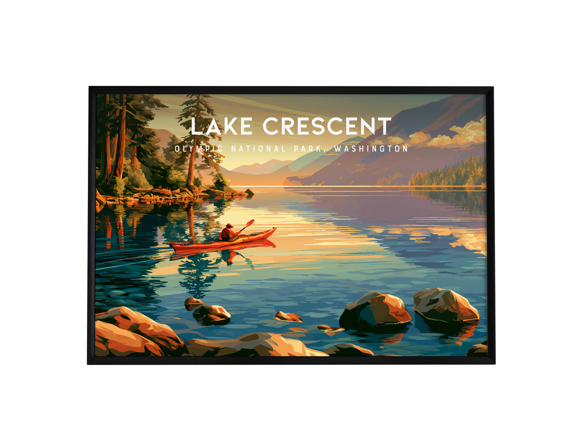 Lake Crescent Landscape Poster | Olympic National Park, Washington Vacation Wall Art — framed wall art, 24x36 in