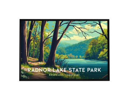 Radnor Lake State Park Landscape Poster | Nashville, Tennessee Vacation Wall Art — framed wall art, 24x36 in