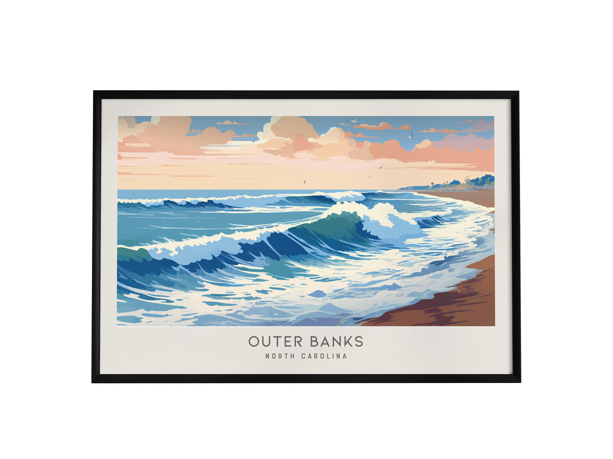 Outer Banks Landscape Matte Border Poster | North Carolina Travel Wall Art — framed wall art, 24x36 in