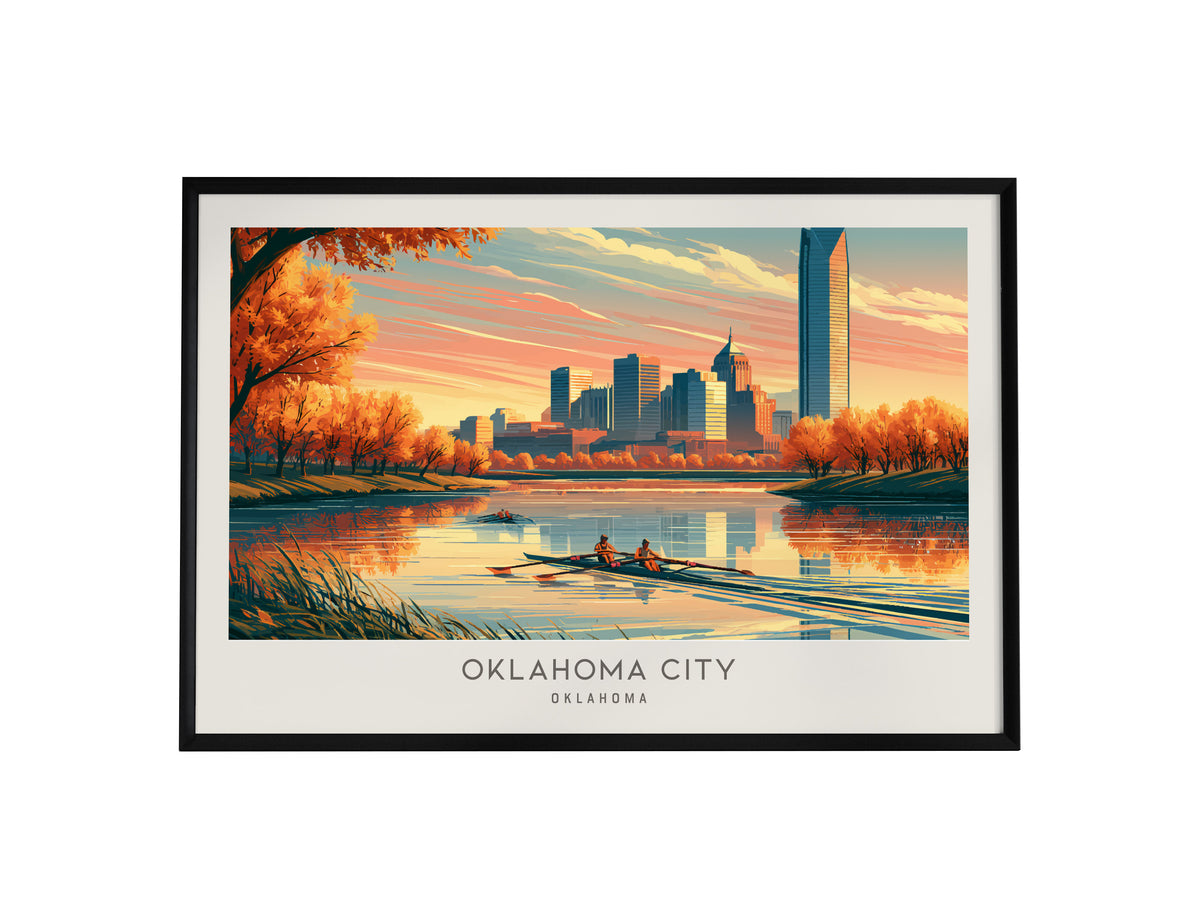 Oklahoma City Landscape Matte Border Poster | Travel Wall Art — framed wall art, 24x36 in