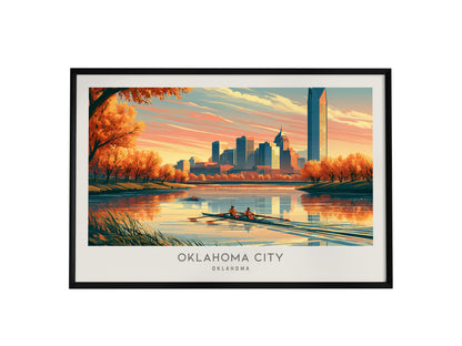 Oklahoma City Landscape Matte Border Poster | Travel Wall Art — framed wall art, 24x36 in