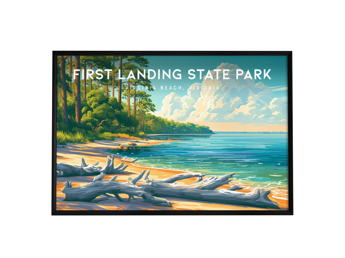 First Landing State Park Landscape Poster | Virginia Beach, Virginia Beach House Decor Wall Art — framed wall art, 24x36 in