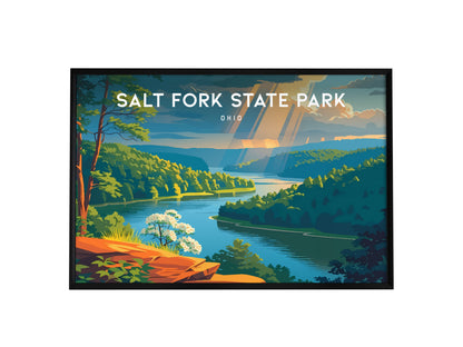 Salt Fork State Park Landscape Poster | Ohio Framed or Unframed Travel Gift Wall Art — framed wall art, 24x36 in