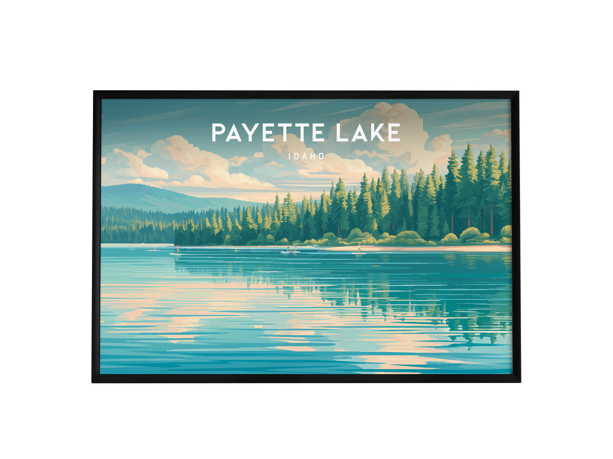 Payette Lake, Idaho Landscape Poster | Vacation Wall Art Framed or Unframed — framed wall art, 24x36 in