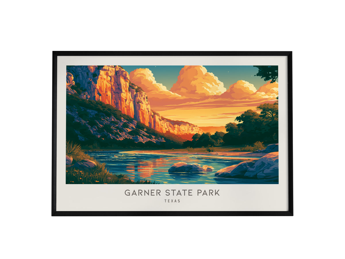 Garner State Park Landscape Matte Border Poster | Texas Hill Country Vacation Wall Art — framed wall art, 24x36 in